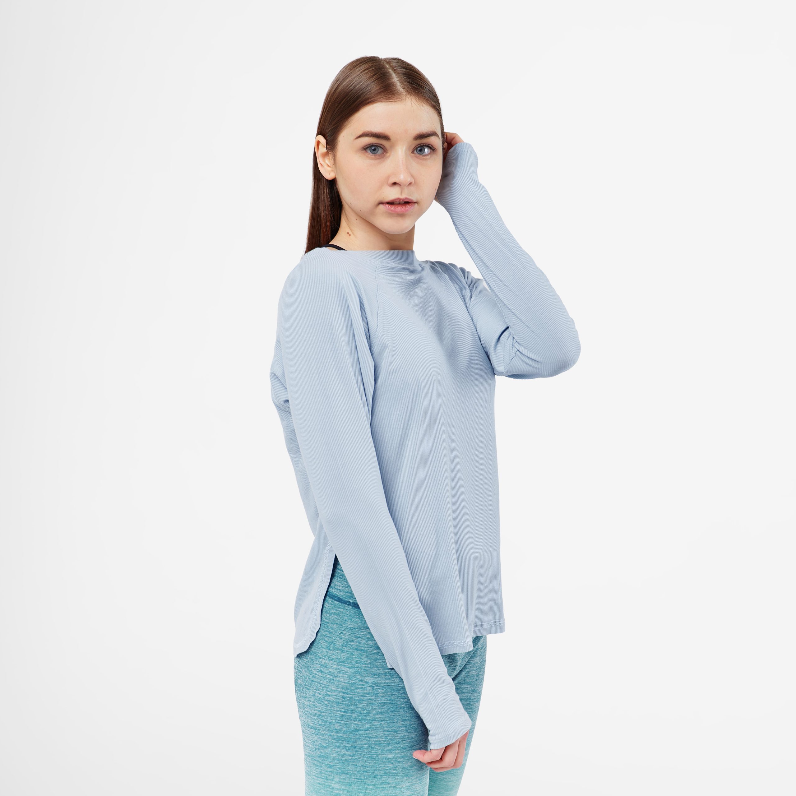 Blue Basic Athletic Long-Sleeved Shirt