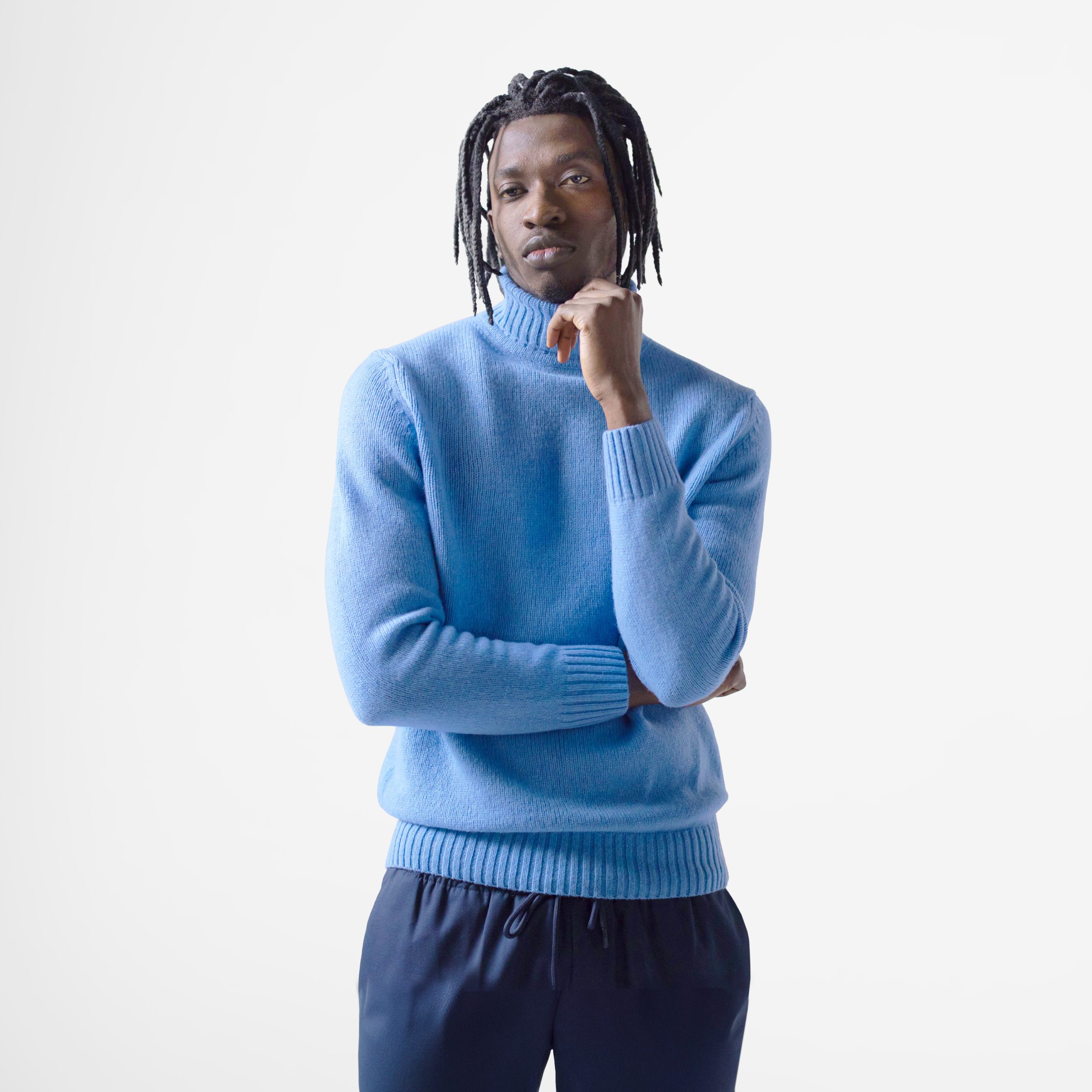 Turtleneck Blue Sweater